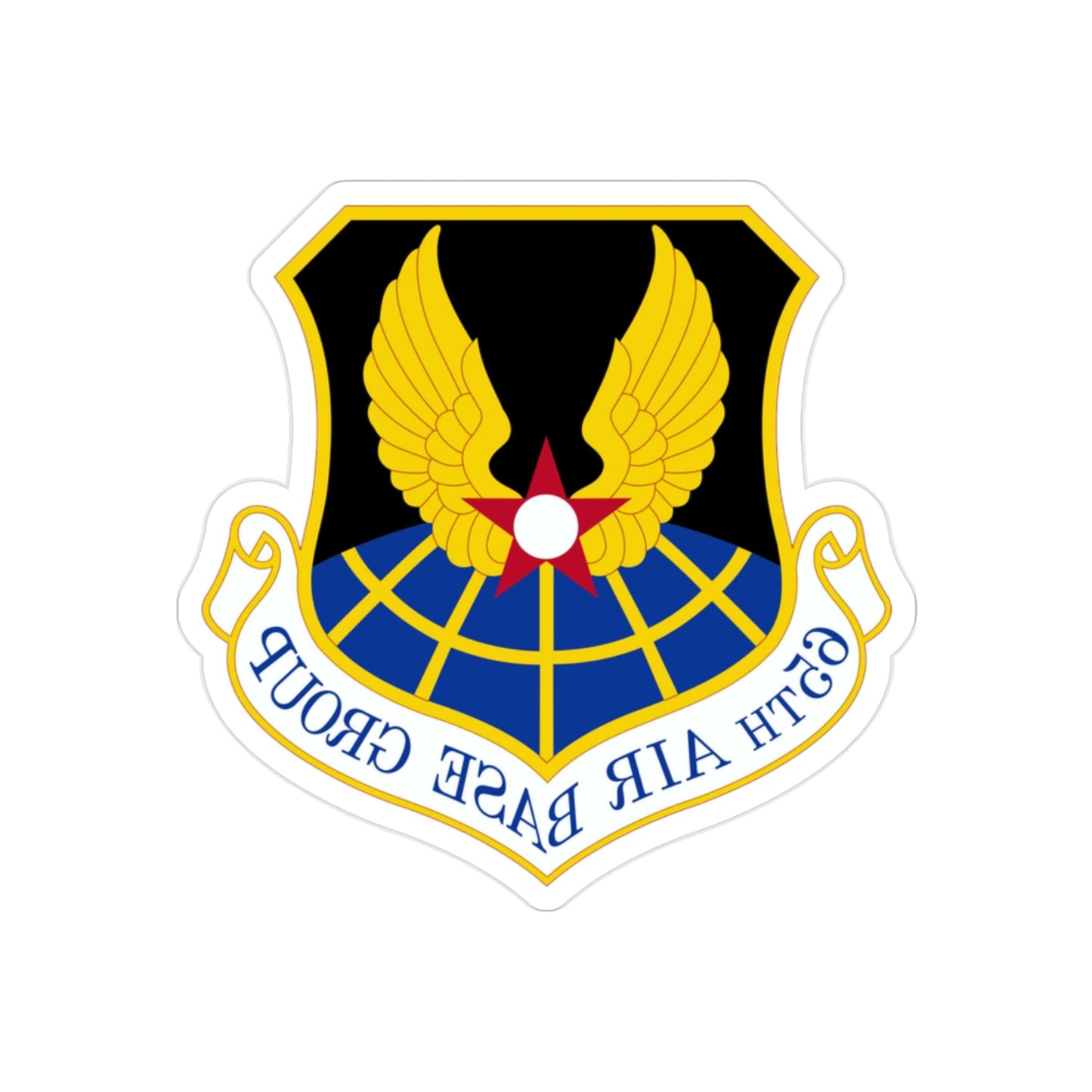 65 Air Base Group USAFE (U.S. Air Force) REVERSE PRINT Transparent STICKER-2" × 2"-The Sticker Space