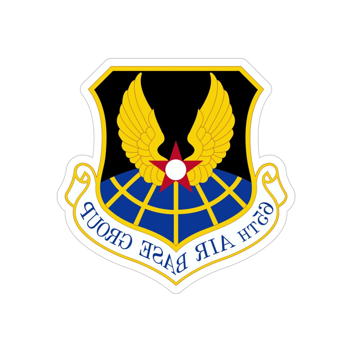 65 Air Base Group USAFE (U.S. Air Force) REVERSE PRINT Transparent STICKER-5" × 5"-The Sticker Space