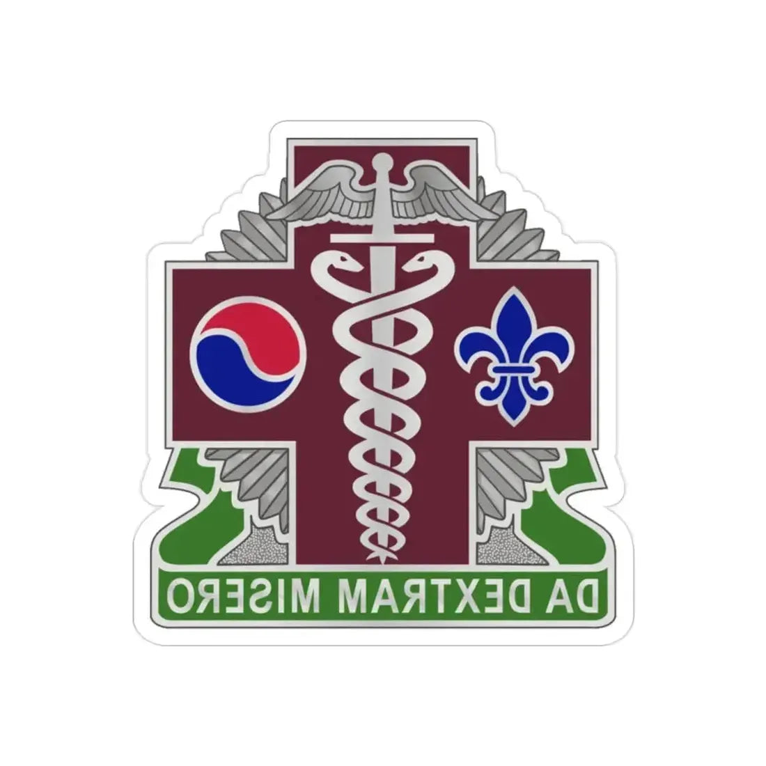 65 Medical Brigade 2 (U.S. Army) REVERSE PRINT Transparent Die-Cut STICKER 2 Inch Die-Cut Transparent - The Sticker Space