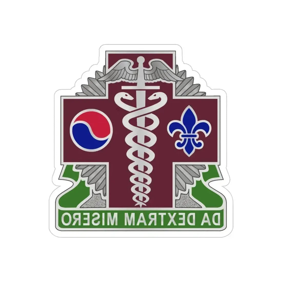 65 Medical Brigade 2 (U.S. Army) REVERSE PRINT Transparent Die-Cut STICKER 5 Inch Die-Cut Transparent - The Sticker Space