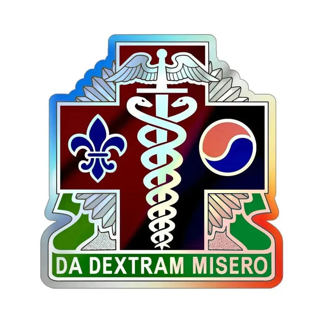 65 Medical Brigade v2 (U.S. Army) Holographic STICKER Die-Cut Vinyl Decal 4 Inch Holographic - The Sticker Space