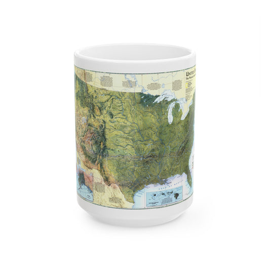 USA - The Physical Landscape (1996) (Map) White Coffee Mug-15oz-The Sticker Space