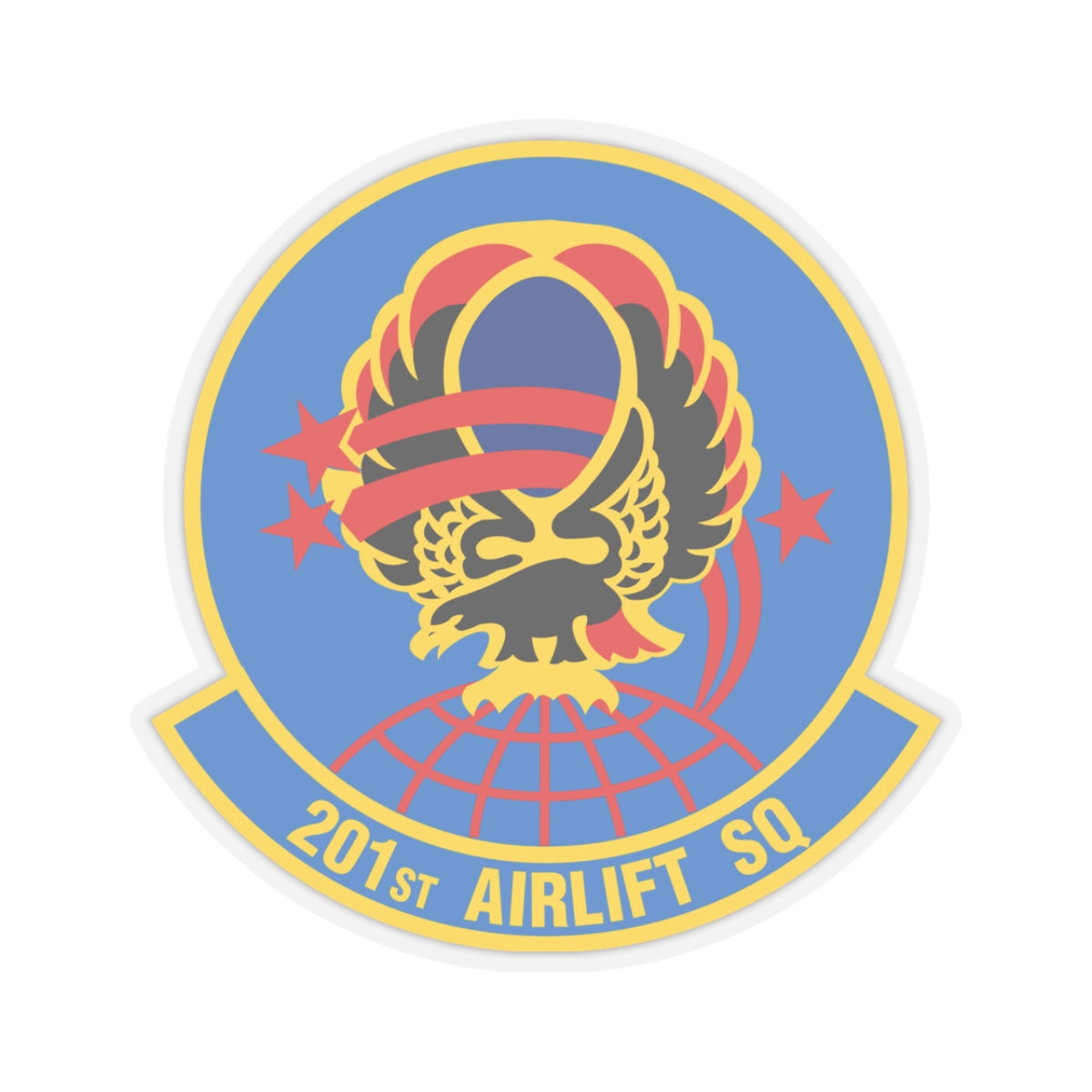 201 Airlift Squadron (U.S. Air Force) STICKER Vinyl Kiss-Cut Decal-3" × 3"-Transparent-The Sticker Space