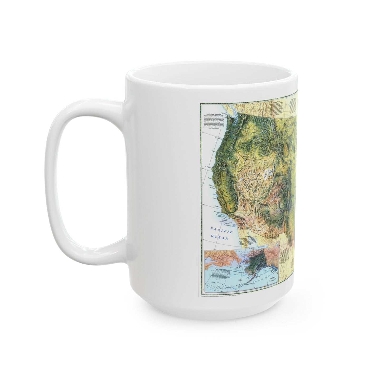 USA - The Physical Landscape (1996) (Map) White Coffee Mug-The Sticker Space