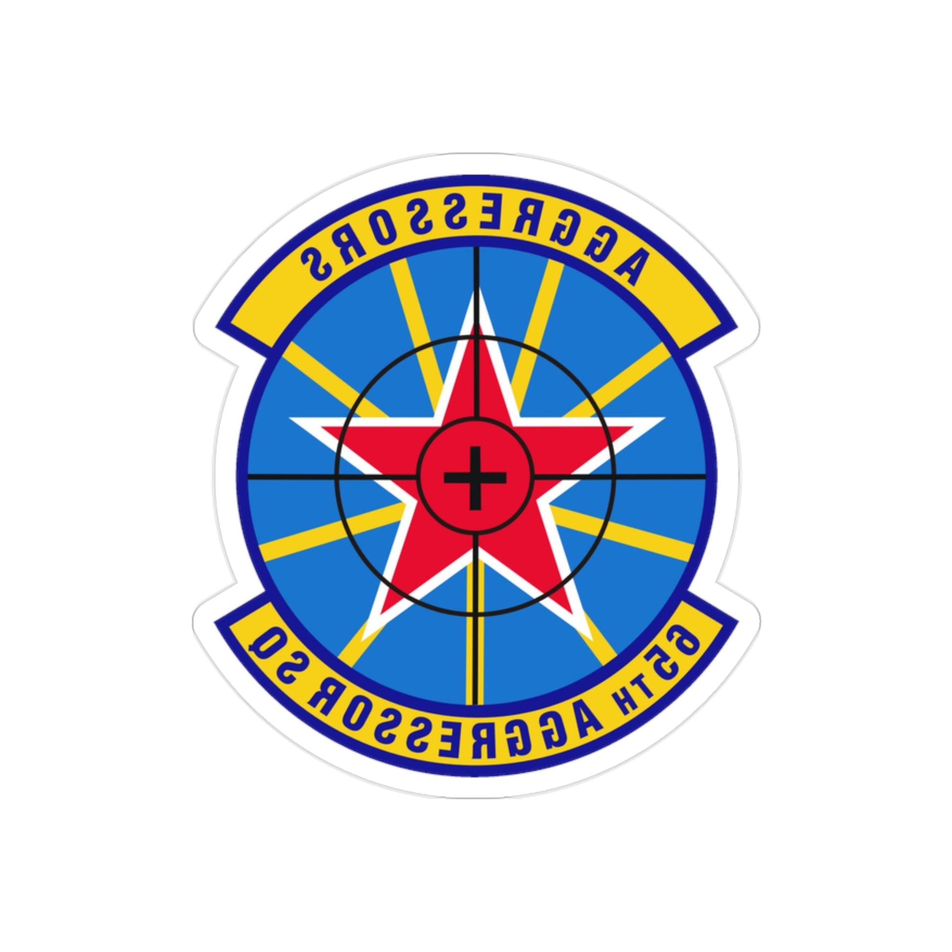 65th Aggressor Squadron (U.S. Air Force) REVERSE PRINT Transparent STICKER-2" × 2"-The Sticker Space