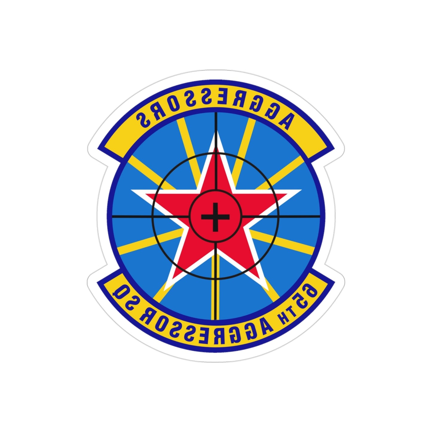 65th Aggressor Squadron (U.S. Air Force) REVERSE PRINT Transparent STICKER-3" × 3"-The Sticker Space