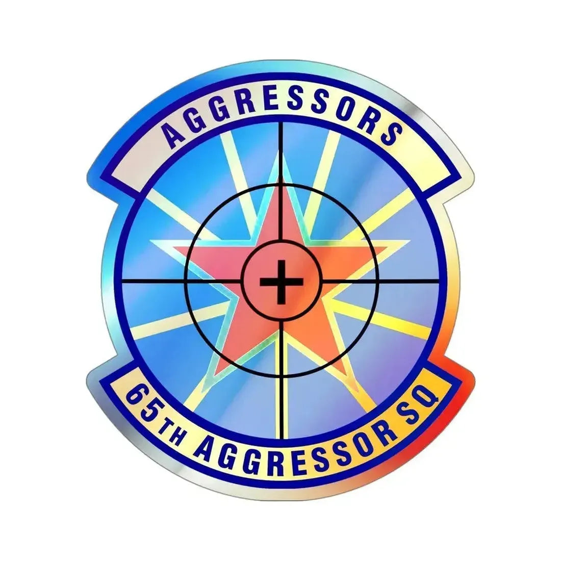 65th Aggressor Squadron (U.S. Air Force) Holographic STICKER Die-Cut Vinyl Decal 4 Inch Holographic - The Sticker Space
