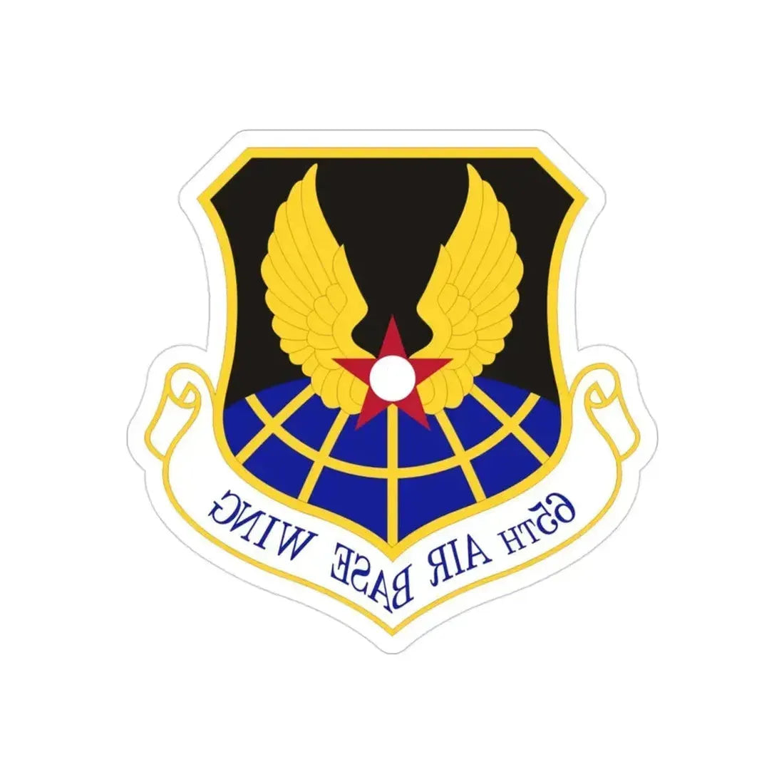 65th Air Base Wing (U.S. Air Force) REVERSE PRINT Transparent Die-Cut STICKER 3 Inch Die-Cut Transparent - The Sticker Space