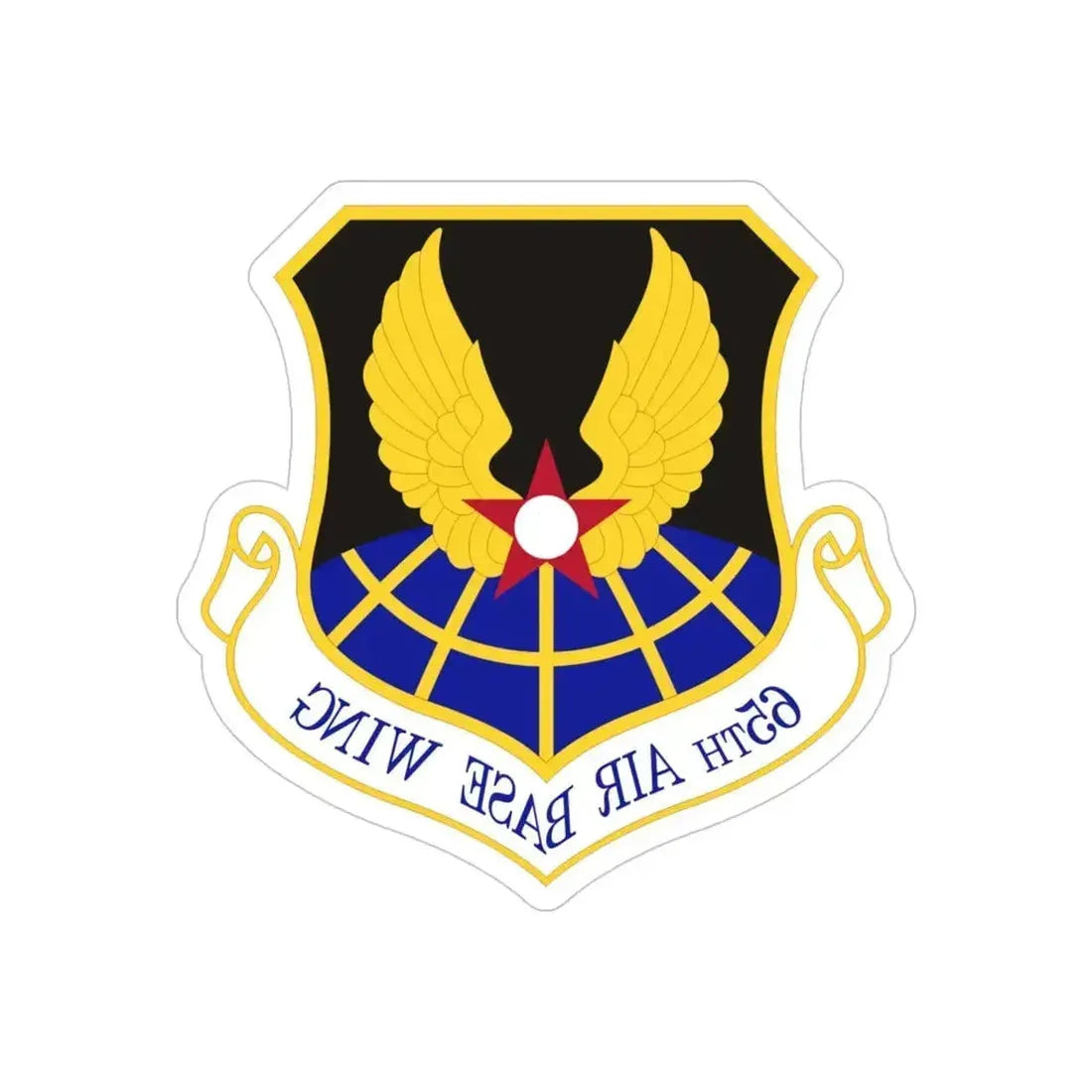 65th Air Base Wing (U.S. Air Force) REVERSE PRINT Transparent Die-Cut STICKER 4 Inch Die-Cut Transparent - The Sticker Space