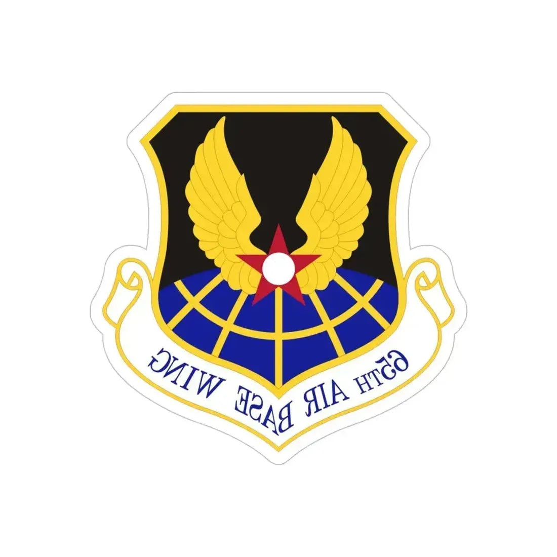 65th Air Base Wing (U.S. Air Force) REVERSE PRINT Transparent Die-Cut STICKER 5 Inch Die-Cut Transparent - The Sticker Space