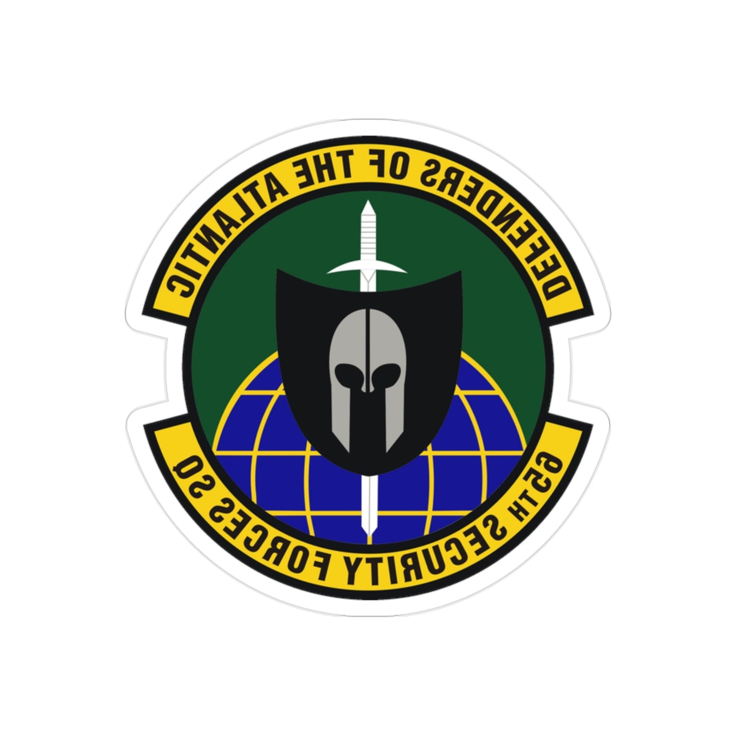 65th Security Forces Squadron (U.S. Air Force) REVERSE PRINT Transparent STICKER-2" × 2"-The Sticker Space