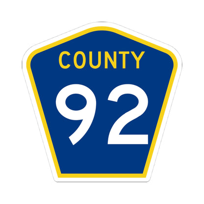 County 92 MN (Minnesota) (Road Sign) STICKER Vinyl Kiss-Cut Decal