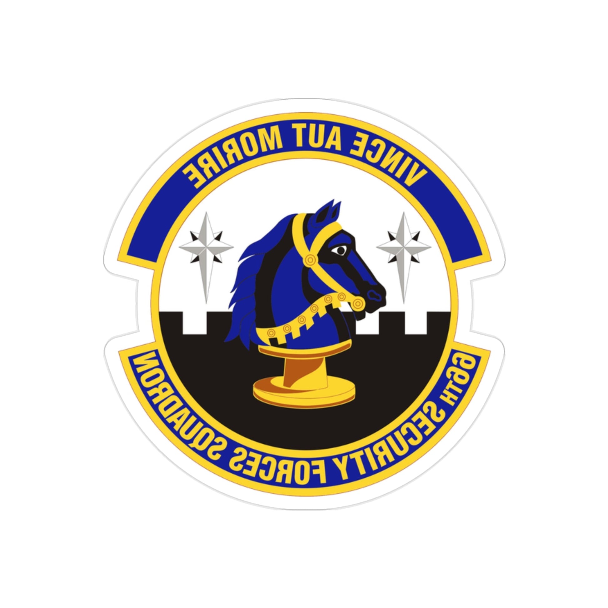 66th Security Forces Squadron (U.S. Air Force) REVERSE PRINT Transparent STICKER-2" × 2"-The Sticker Space