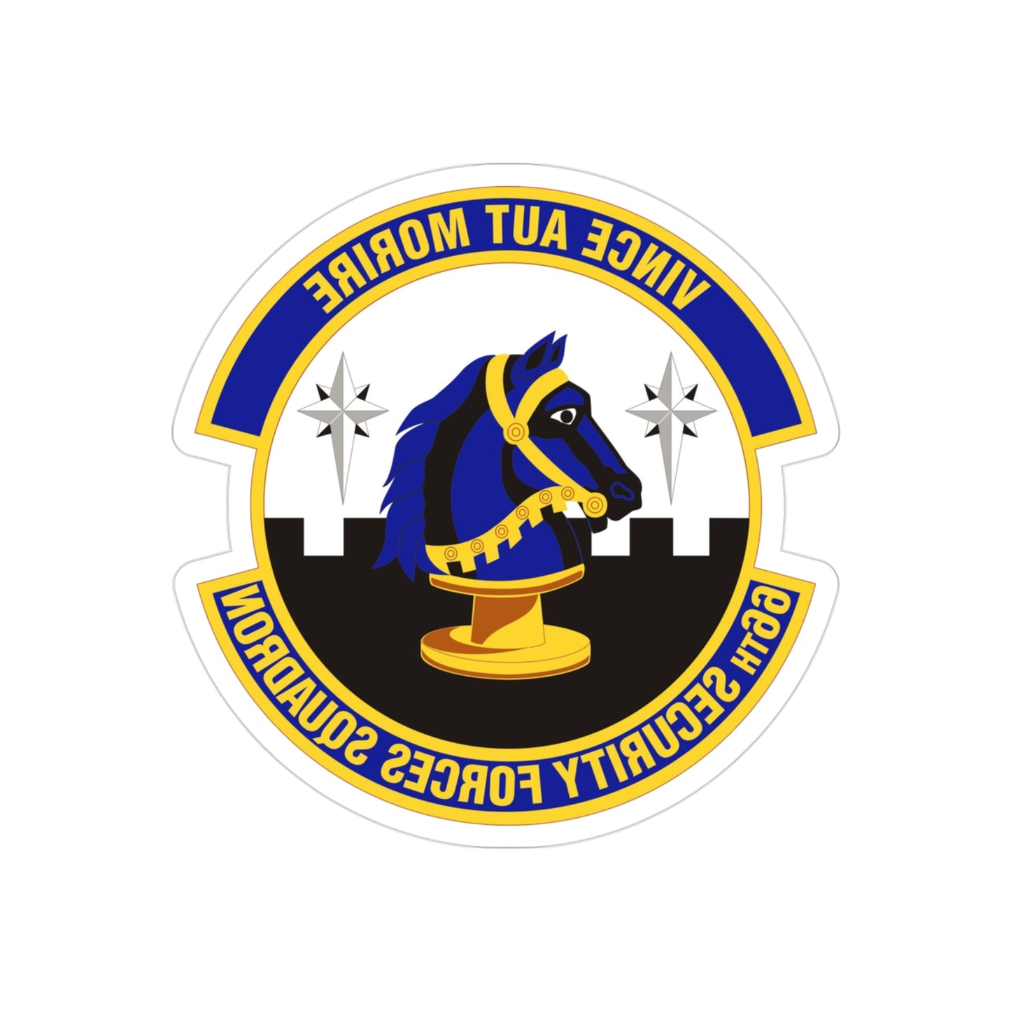 66th Security Forces Squadron (U.S. Air Force) REVERSE PRINT Transparent STICKER-3" × 3"-The Sticker Space