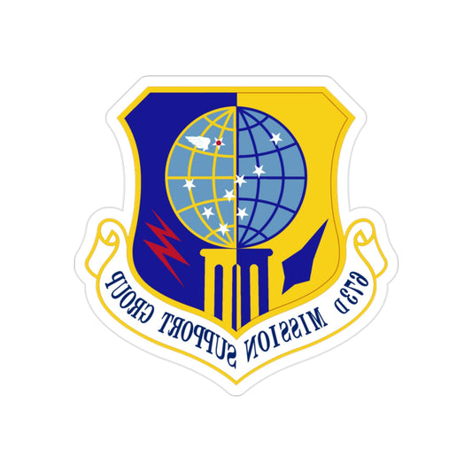 673 Mission Support Group PACAF (U.S. Air Force) REVERSE PRINT Transparent STICKER-2" × 2"-The Sticker Space