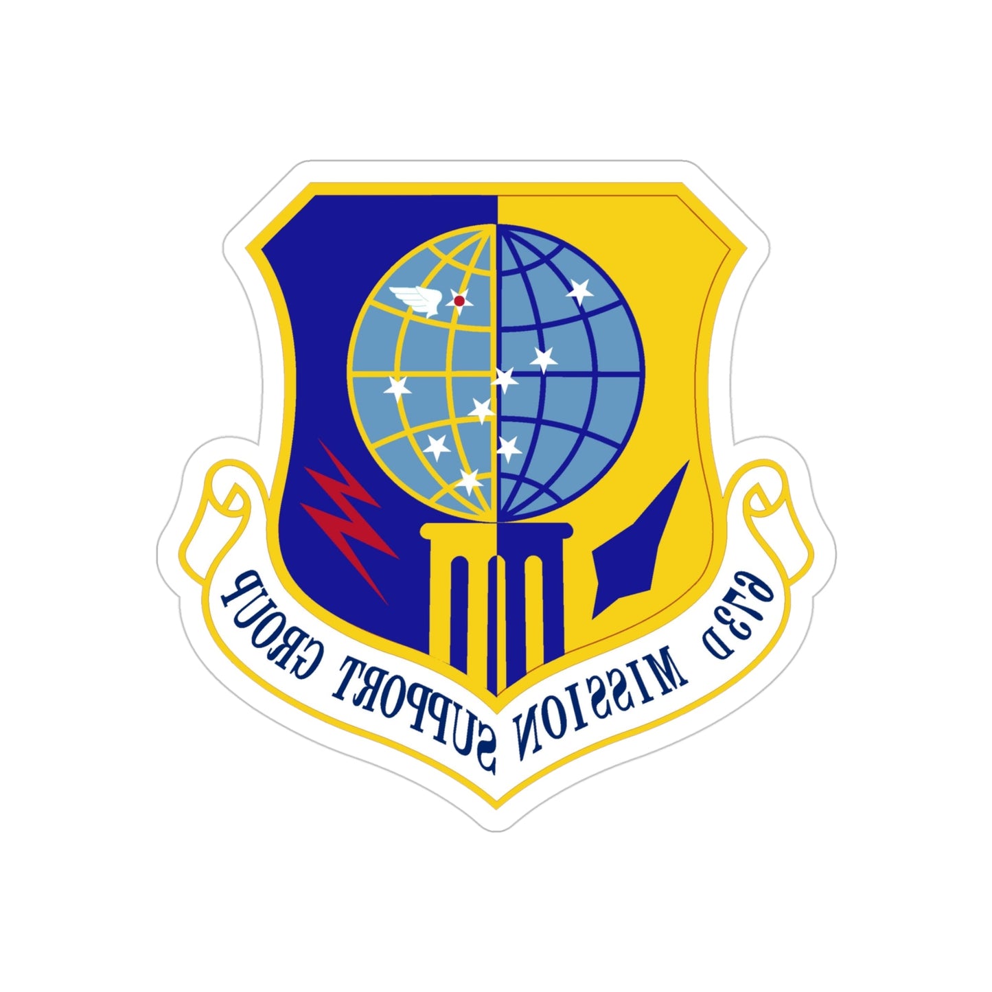 673 Mission Support Group PACAF (U.S. Air Force) REVERSE PRINT Transparent STICKER-4" × 4"-The Sticker Space