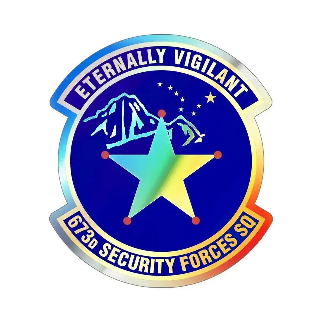 673 Security Forces Squadron PACAF (U.S. Air Force) Holographic STICKER Die-Cut Vinyl Decal 5 Inch - The Sticker Space