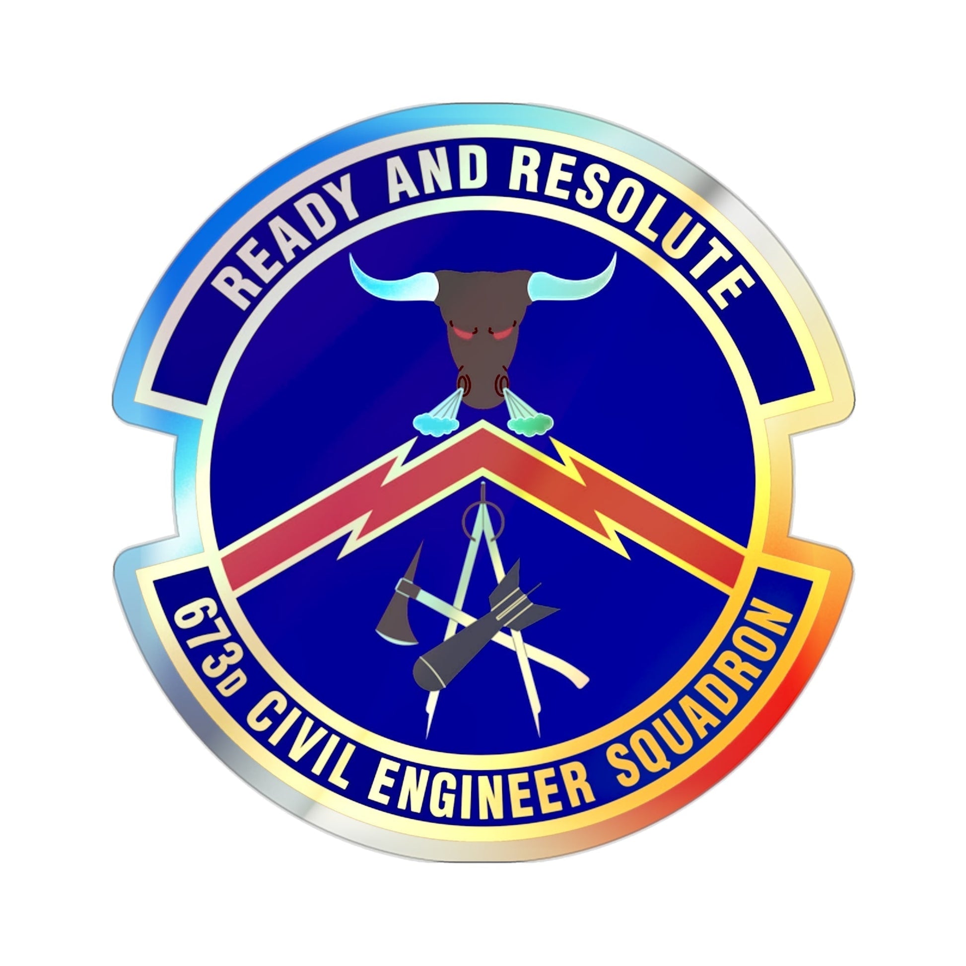 673d Civil Engineer Squadron (U.S. Air Force) Holographic STICKER Die-Cut Vinyl Decal-2 Inch-The Sticker Space