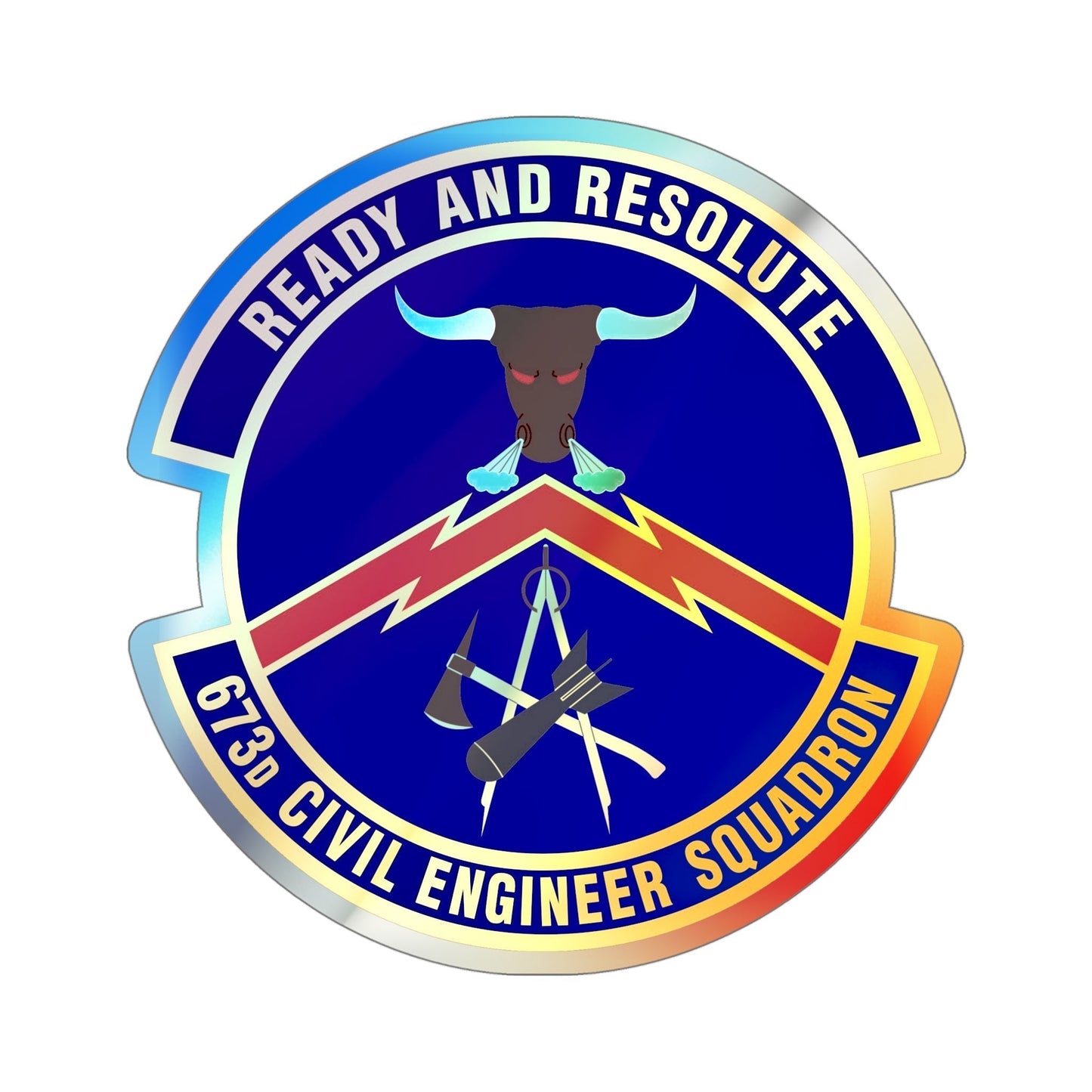 673d Civil Engineer Squadron (U.S. Air Force) Holographic STICKER Die-Cut Vinyl Decal-5 Inch-The Sticker Space