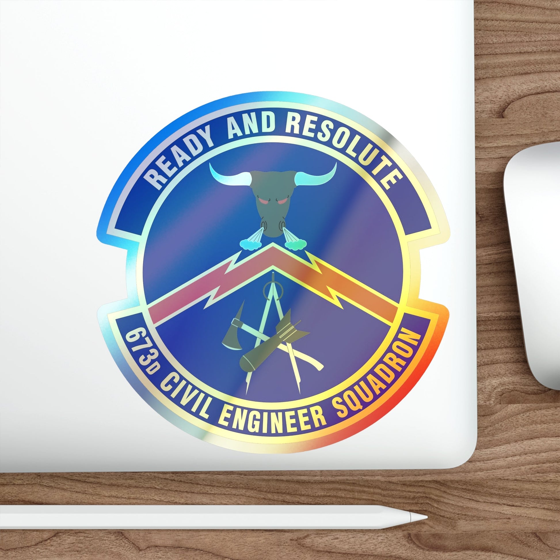 673d Civil Engineer Squadron (U.S. Air Force) Holographic STICKER Die-Cut Vinyl Decal-The Sticker Space