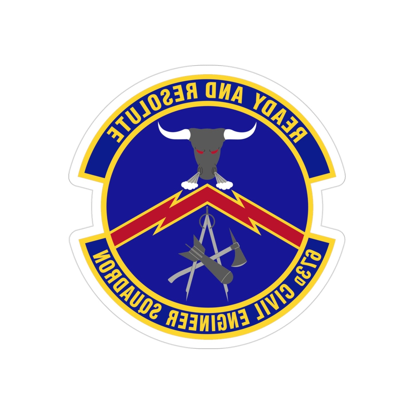 673d Civil Engineer Squadron (U.S. Air Force) REVERSE PRINT Transparent STICKER-3" × 3"-The Sticker Space