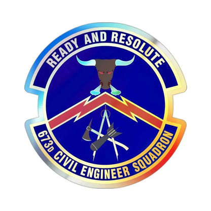 673d Civil Engineer Squadron (U.S. Air Force) Holographic STICKER Die-Cut Vinyl Decal 2 Inch Holographic - The Sticker Space
