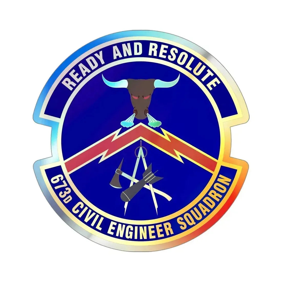 673d Civil Engineer Squadron (U.S. Air Force) Holographic STICKER Die-Cut Vinyl Decal 4 Inch Holographic - The Sticker Space