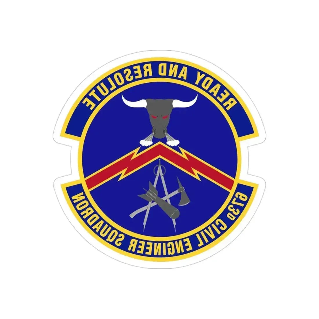 673d Civil Engineer Squadron (U.S. Air Force) REVERSE PRINT Transparent Die-Cut STICKER 3 Inch Die-Cut Transparent - The Sticker Space
