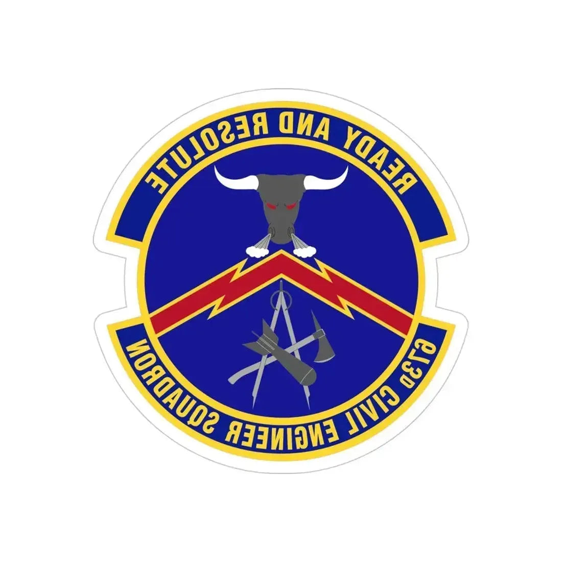 673d Civil Engineer Squadron (U.S. Air Force) REVERSE PRINT Transparent Die-Cut STICKER 4 Inch Die-Cut Transparent - The Sticker Space