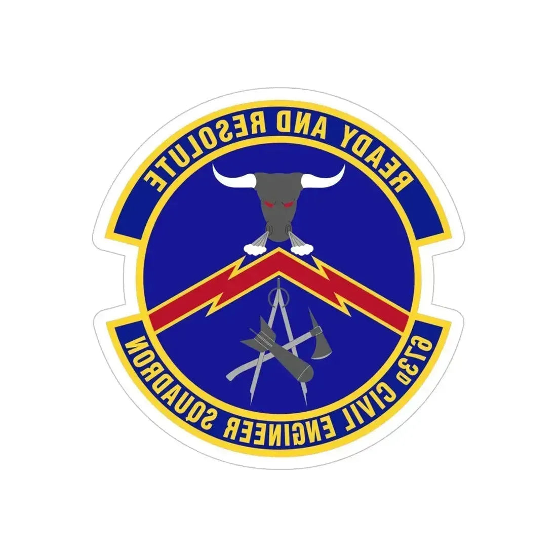 673d Civil Engineer Squadron (U.S. Air Force) REVERSE PRINT Transparent Die-Cut STICKER 5 Inch Die-Cut Transparent - The Sticker Space