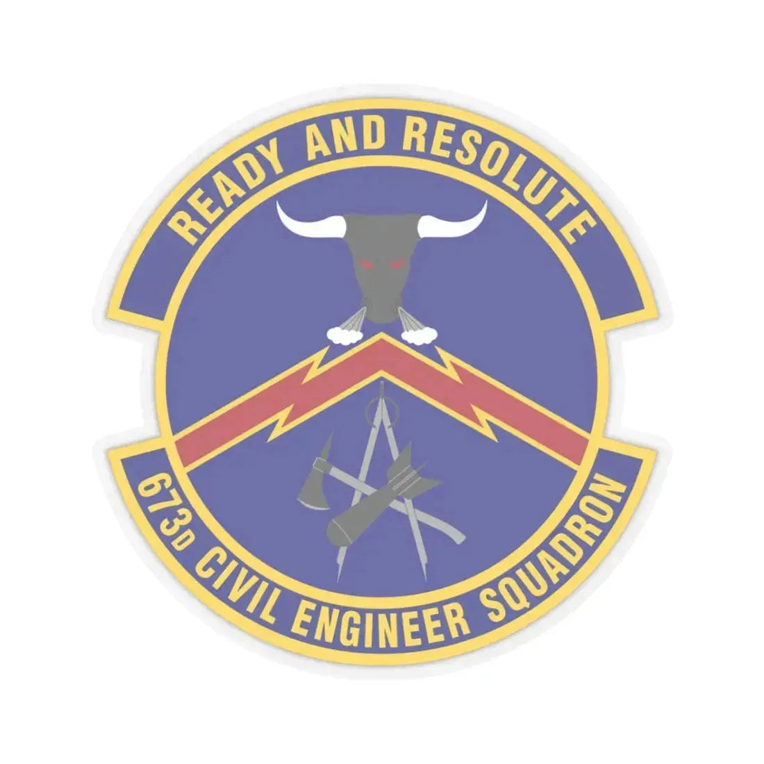 673d Civil Engineer Squadron (U.S. Air Force) STICKER Vinyl Kiss-Cut Decal 3 Inch Transparent - The Sticker Space
