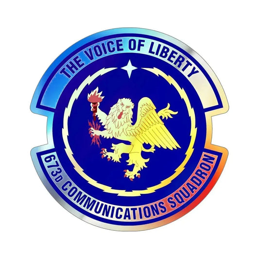673d Communications Squadron (U.S. Air Force) Holographic STICKER Die-Cut Vinyl Decal 6 Inch Holographic - The Sticker Space