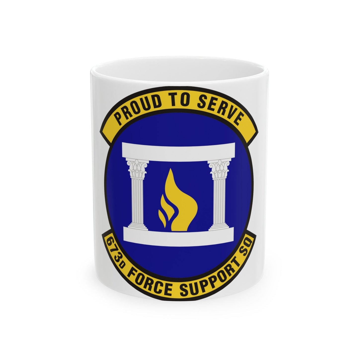 673d Force Support Squadron (U.S. Air Force) White Coffee Mug-11oz-The Sticker Space