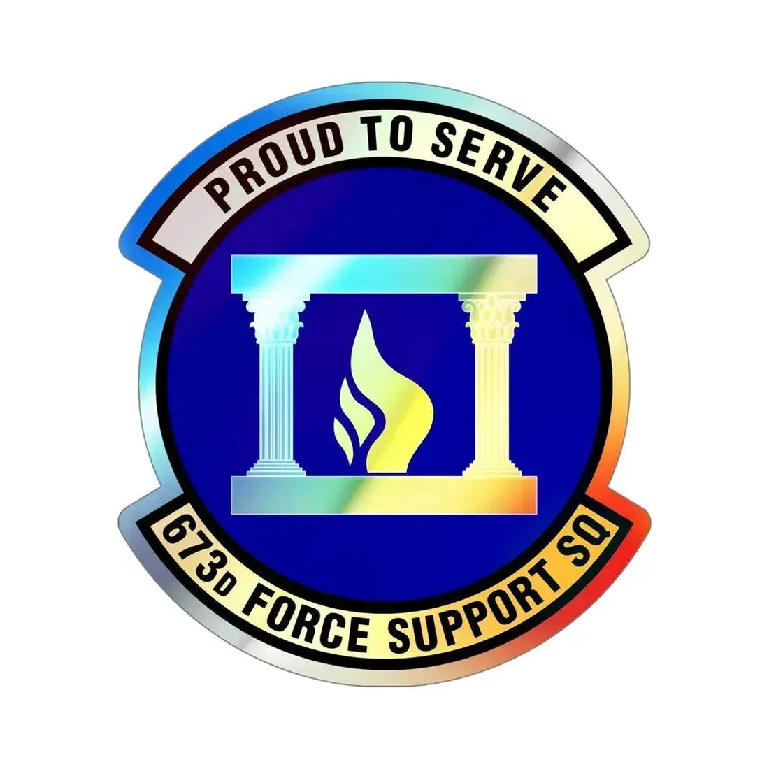 673d Force Support Squadron (U.S. Air Force) Holographic STICKER Die-Cut Vinyl Decal 5 Inch Holographic - The Sticker Space