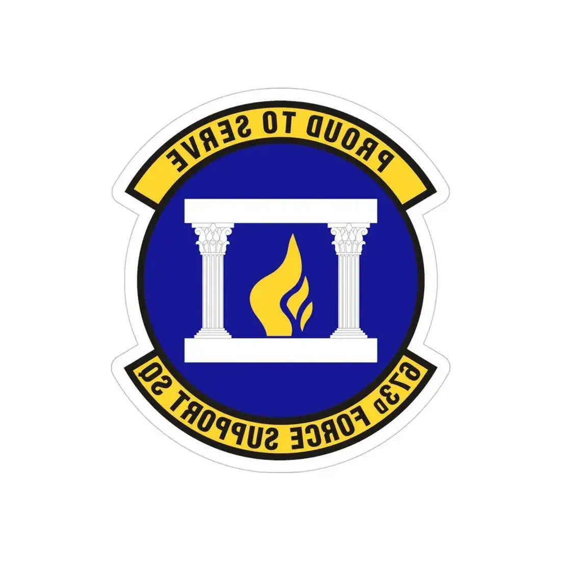 673d Force Support Squadron (U.S. Air Force) REVERSE PRINT Transparent Die-Cut STICKER 4 Inch Die-Cut Transparent - The Sticker Space