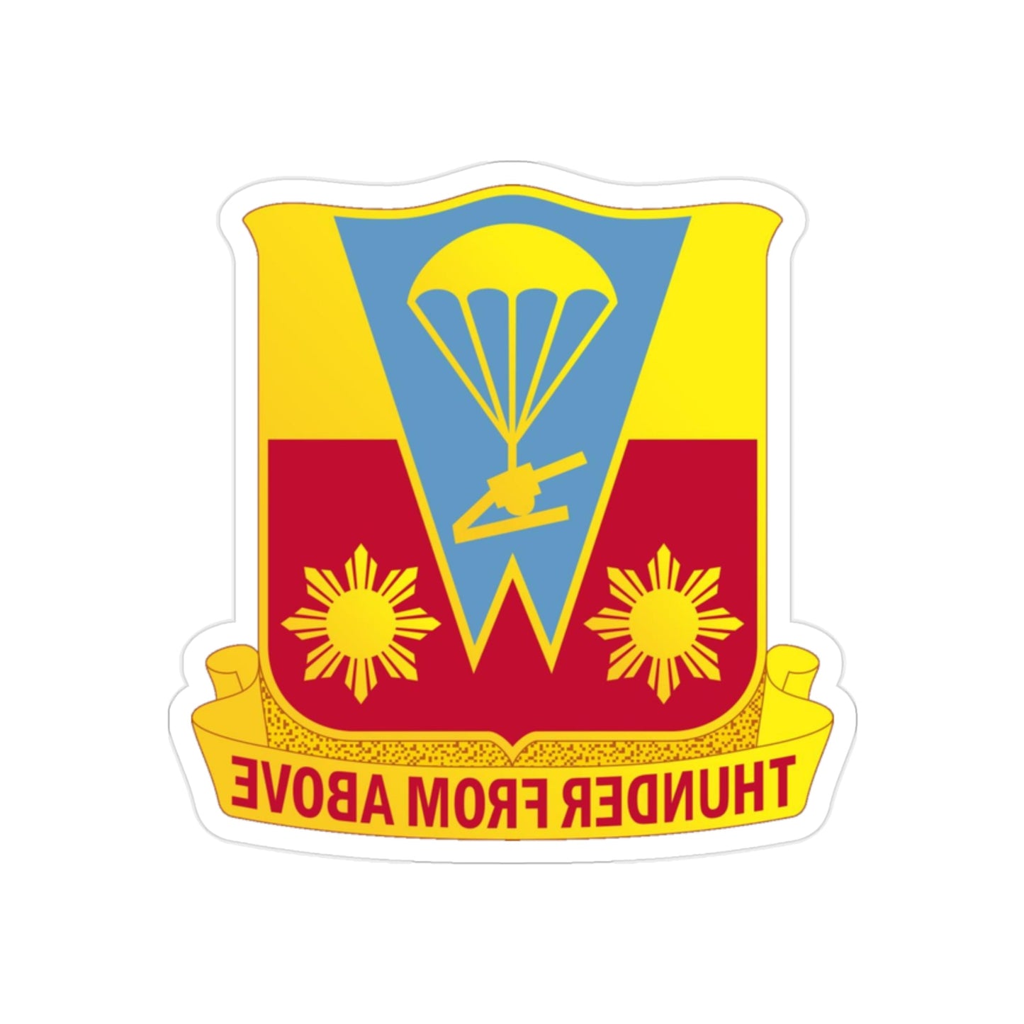 674th Airborne Field Artillery Battalion (U.S. Army) REVERSE PRINT Transparent STICKER-2" × 2"-The Sticker Space