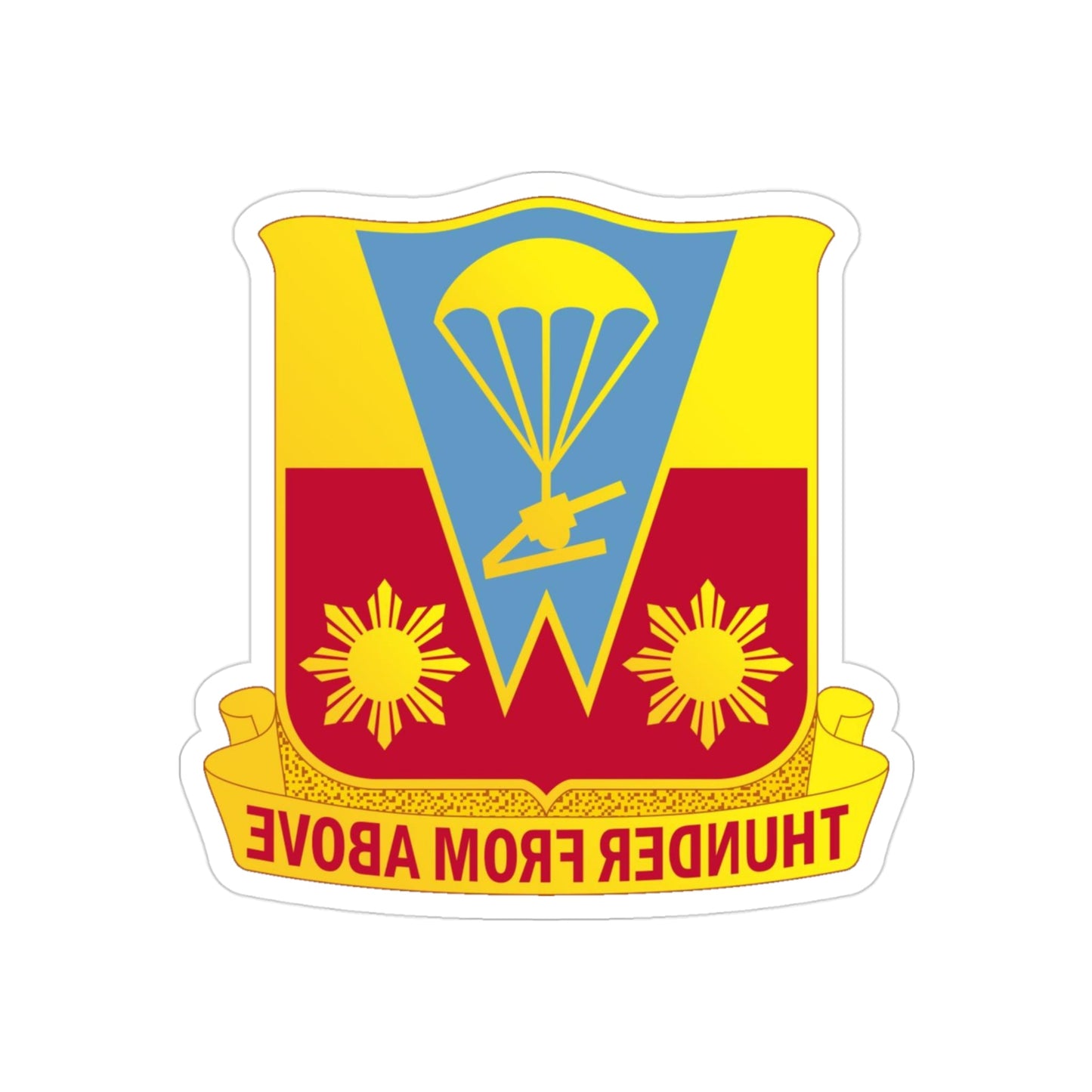 674th Airborne Field Artillery Battalion (U.S. Army) REVERSE PRINT Transparent STICKER-3" × 3"-The Sticker Space