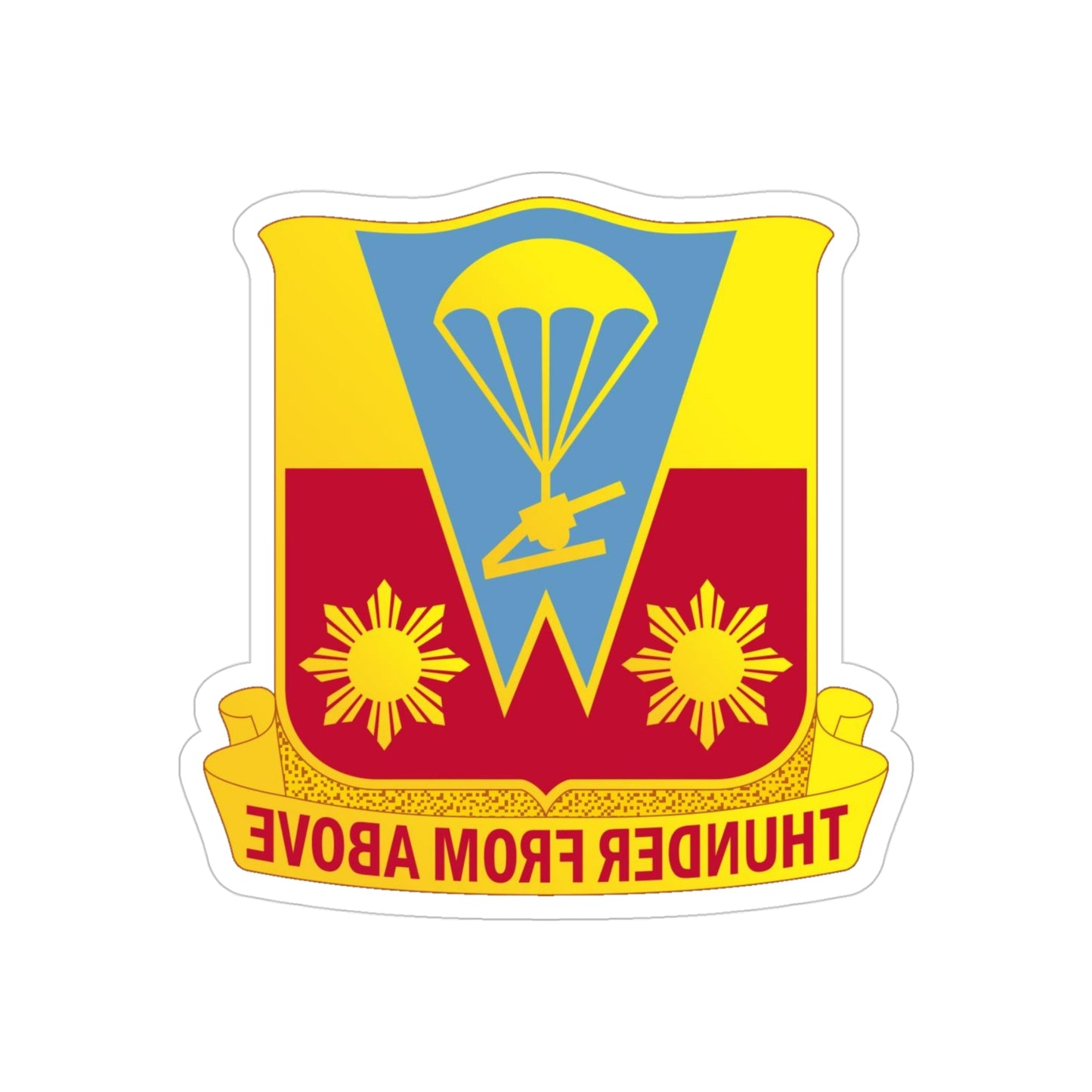 674th Airborne Field Artillery Battalion (U.S. Army) REVERSE PRINT Transparent STICKER-4" × 4"-The Sticker Space