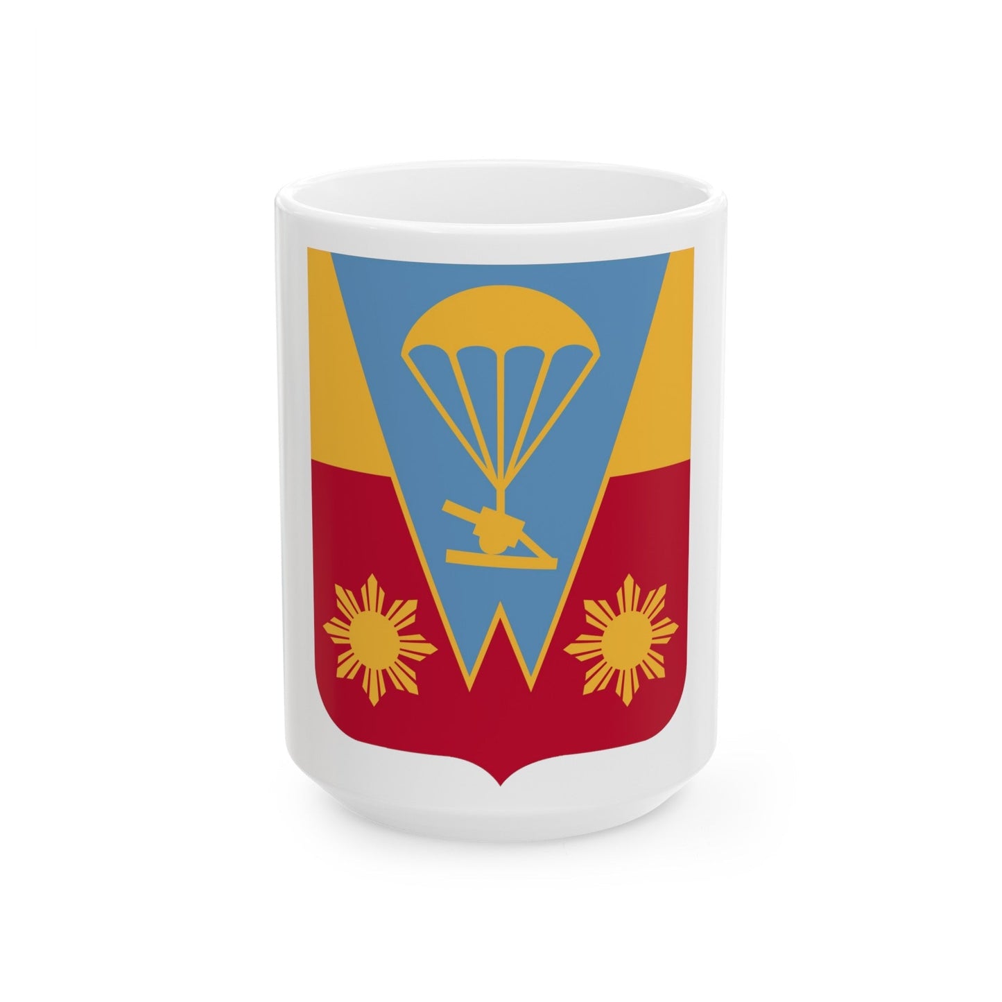 674th Airborne Field Artillery Battalion v2 (U.S. Army) White Coffee Mug-15oz-The Sticker Space