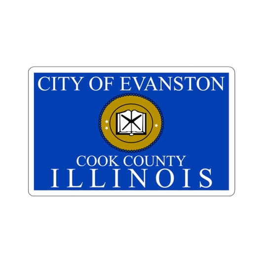 Flag of Evanston, IL - STICKER Vinyl Kiss-Cut Decal