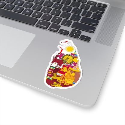 Sri Lankan Provinces combined Flag-map (Sri Lanka) STICKER Vinyl Kiss-Cut Decal