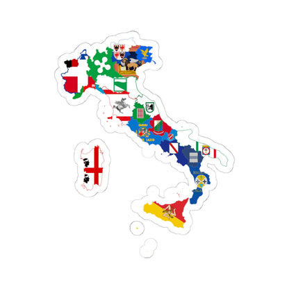 Flag map of Regions of Italy (Italy) STICKER Vinyl Kiss-Cut Decal