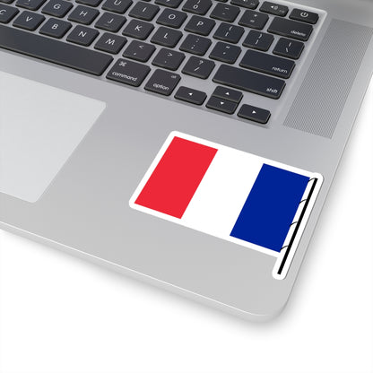 Flag of France on staff hoist right (France) STICKER Vinyl Kiss-Cut Decal