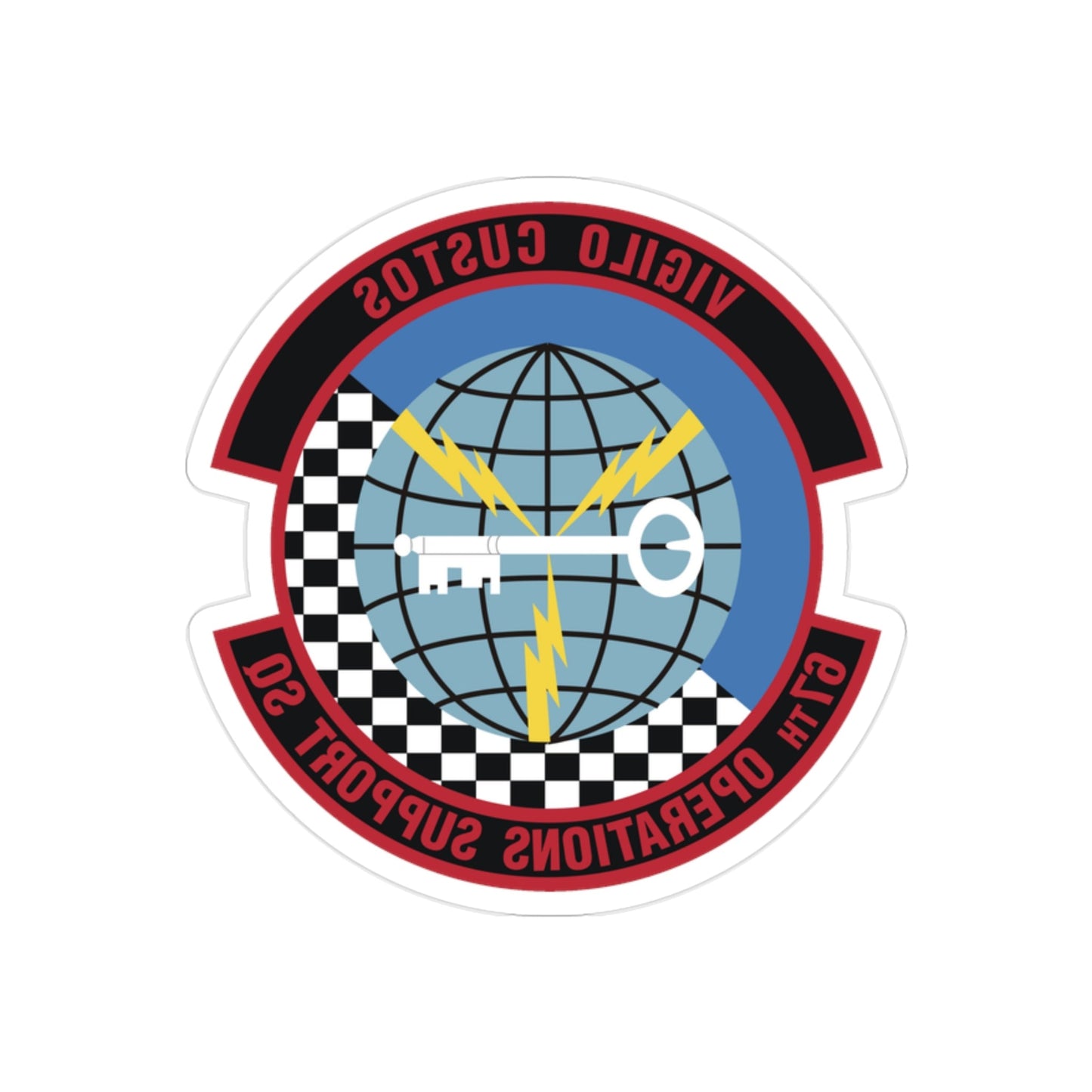 67th Operations Support Squadron (U.S. Air Force) REVERSE PRINT Transparent STICKER-2" × 2"-The Sticker Space