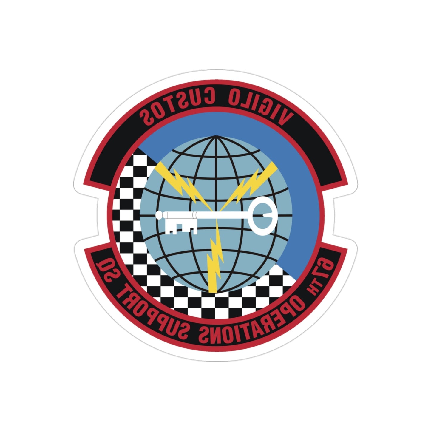 67th Operations Support Squadron (U.S. Air Force) REVERSE PRINT Transparent STICKER-3" × 3"-The Sticker Space