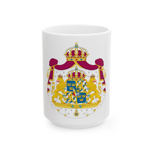Great coat of arms of Sweden - White Coffee Mug-15oz-The Sticker Space