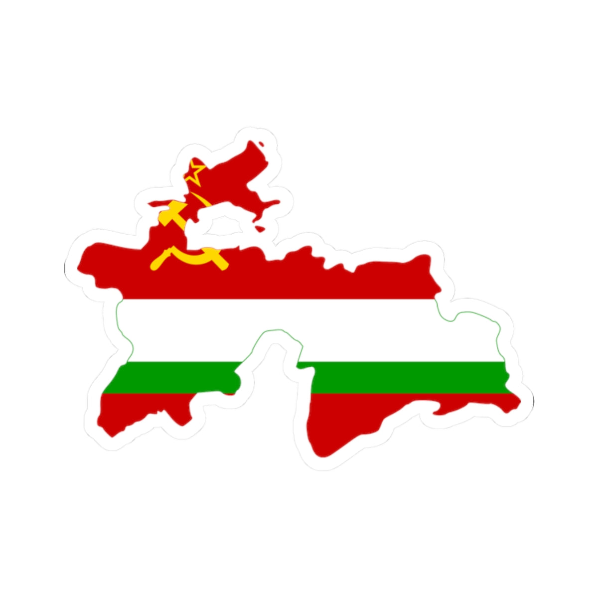 Flag map of the Tajik SSR 1953-1991 Flag map of Tajikistan 19911992 (Tajikistan) STICKER Vinyl Kiss-Cut Decal