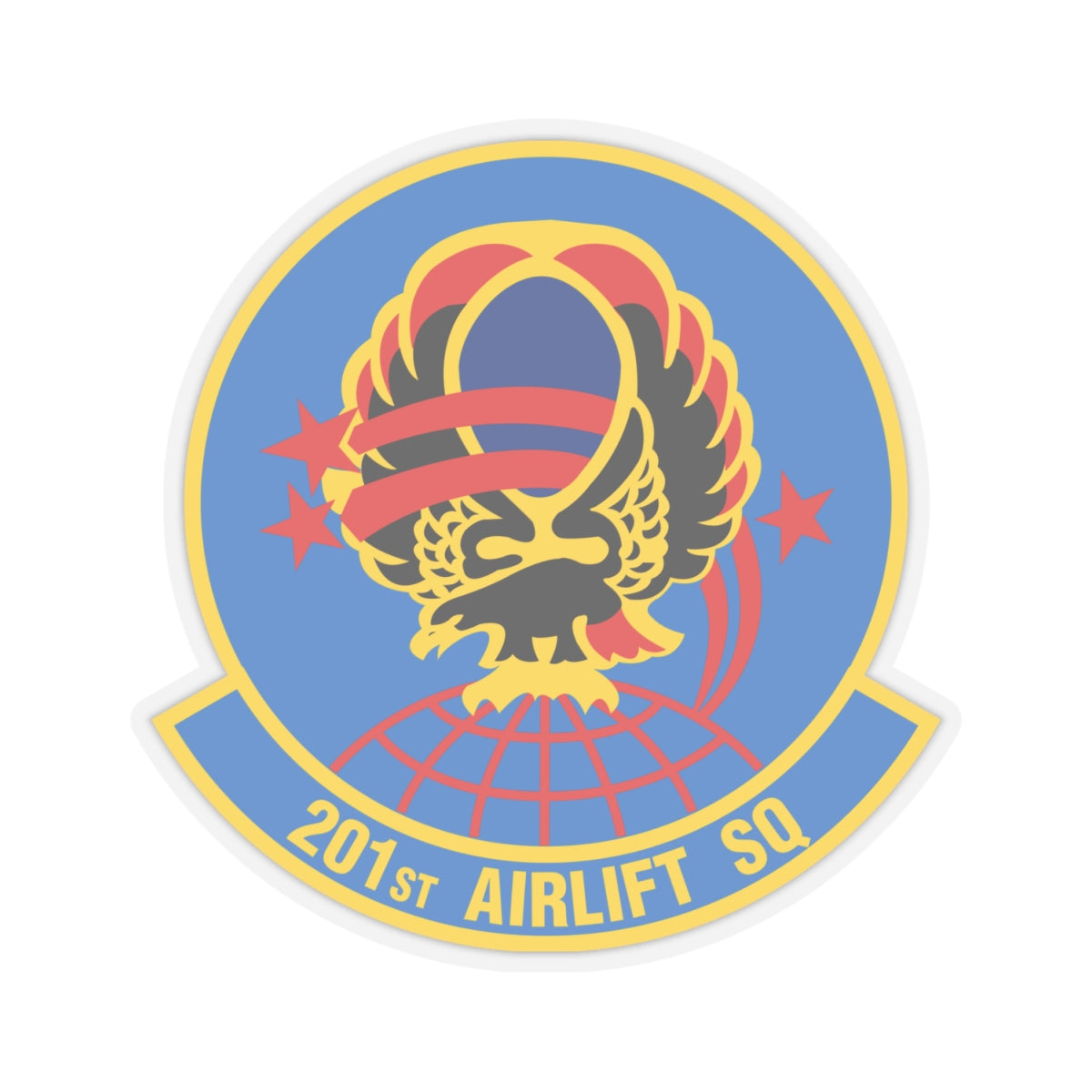 201 Airlift Squadron (U.S. Air Force) STICKER Vinyl Kiss-Cut Decal-4" × 4"-Transparent-The Sticker Space