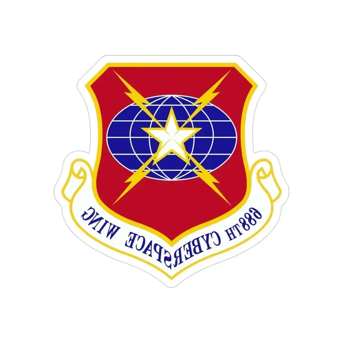 688 Cyberspace Wing ACC (U.S. Air Force) REVERSE PRINT Transparent Die-Cut STICKER 3 Inch Die-Cut Transparent - The Sticker Space