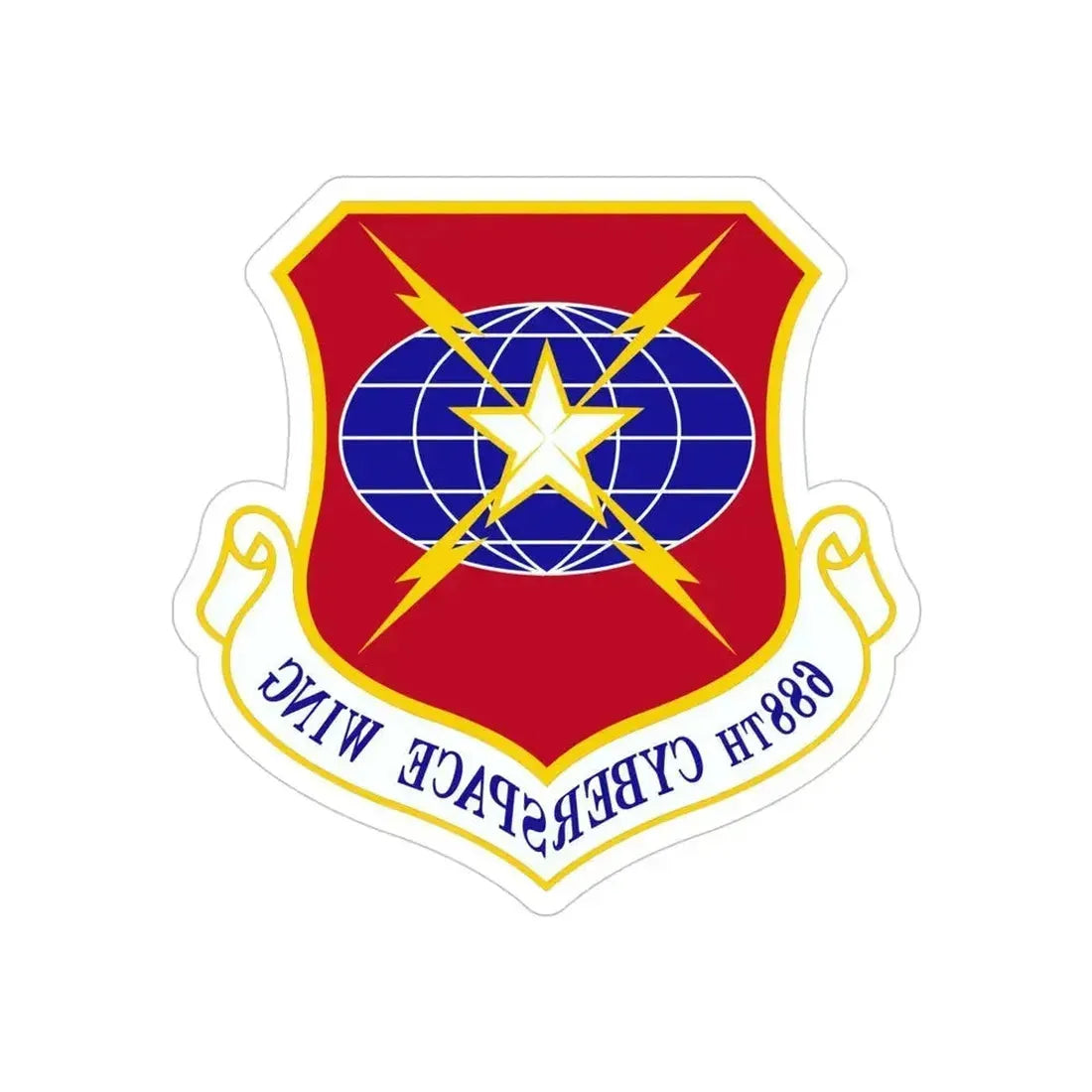688 Cyberspace Wing ACC (U.S. Air Force) REVERSE PRINT Transparent Die-Cut STICKER 4 Inch Die-Cut Transparent - The Sticker Space